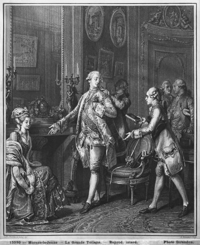 De grote toilette, gegraveerd door Antoine Louis Romanet, ca. 1777 door Jean Michel the Younger Moreau